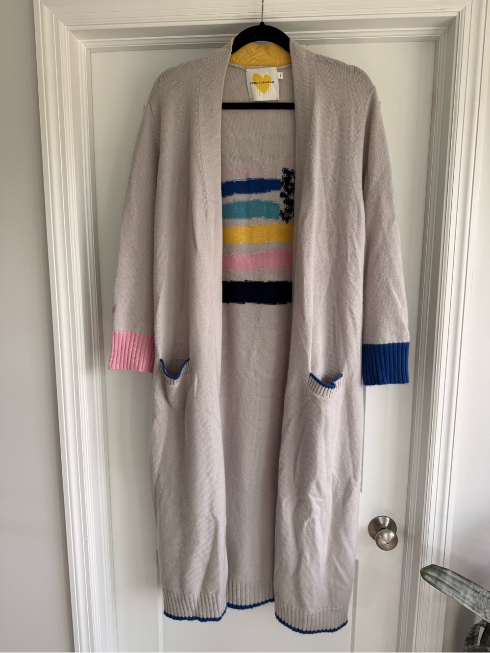 Kerri Rosenthal | Cashmere Long Open-Front Light Gray Cardigan